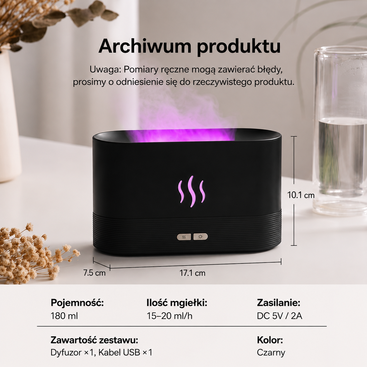GlowMist™ – Nawilżacz Powietrza z Efektem Płomienia
